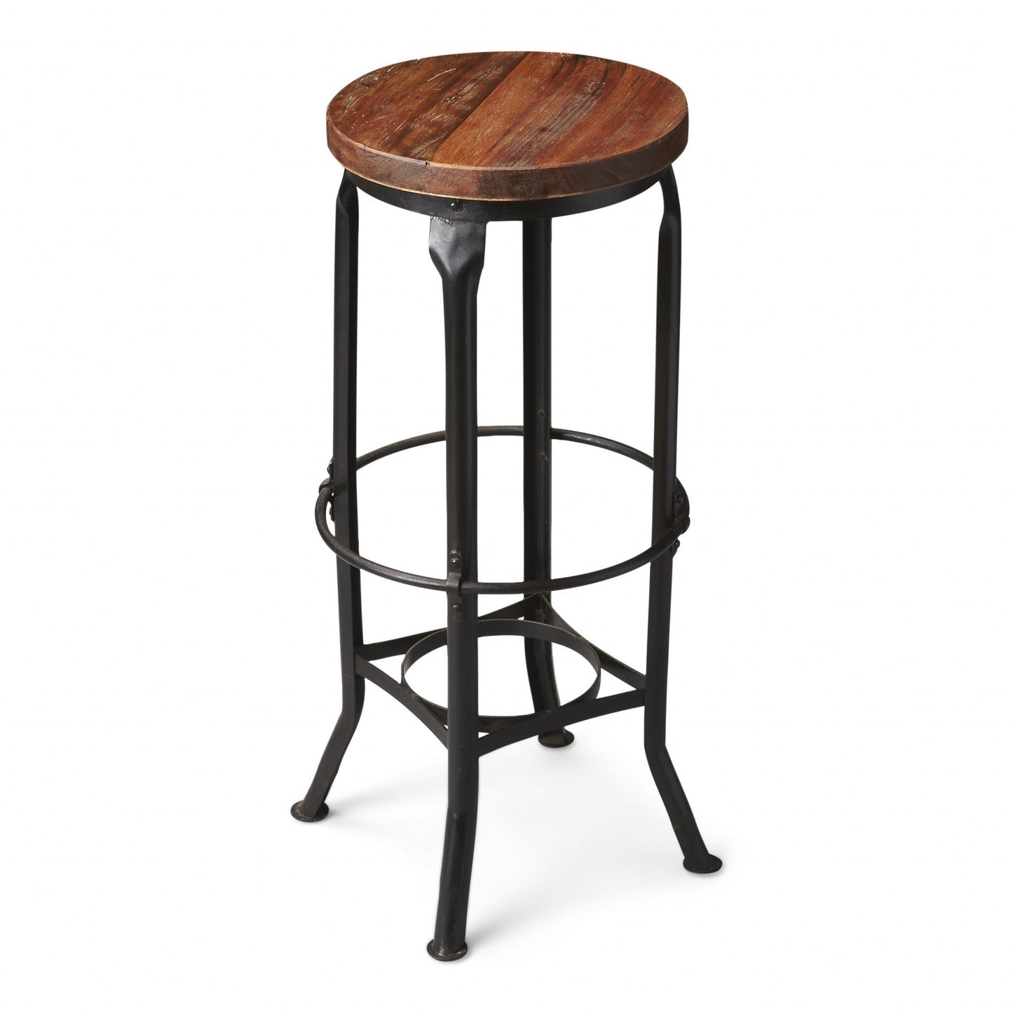 Modern Wooden Bar Stool with Distressed Finish