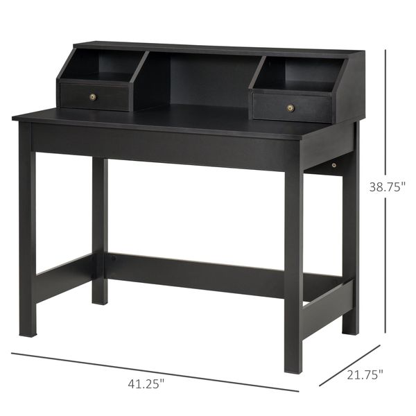 Computer Desk with Display Shelves and Drawers