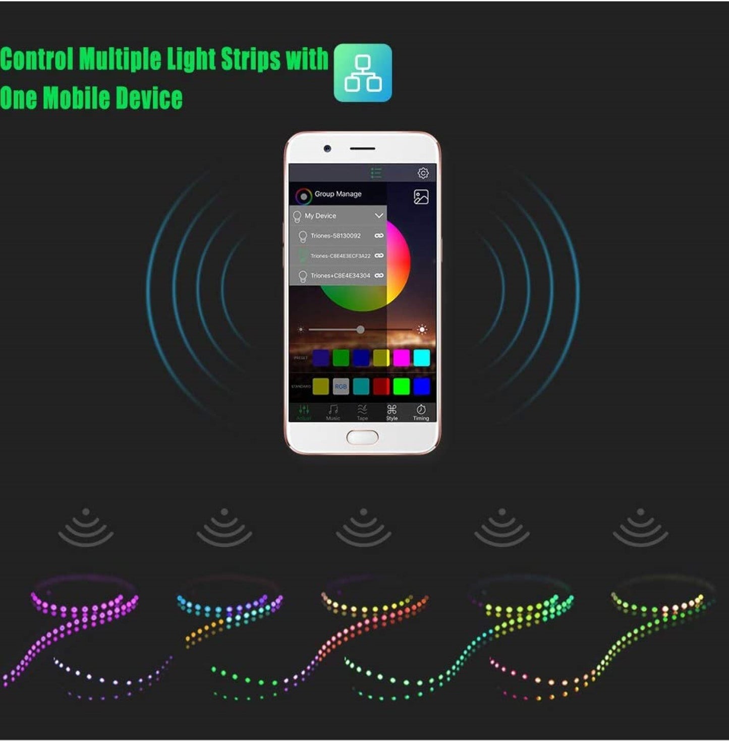 RGB TV LED Backlight Strip, Bluetooth and App
