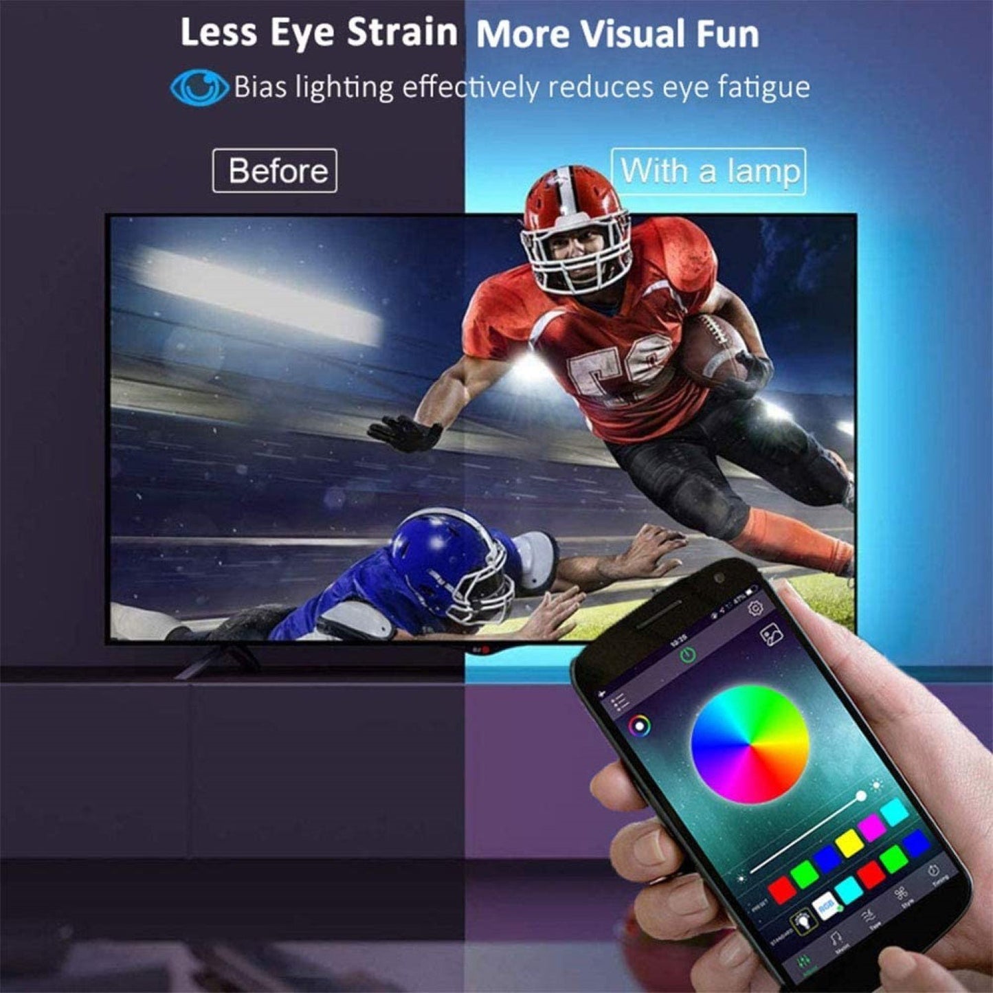 RGB TV LED Backlight Strip, Bluetooth and App