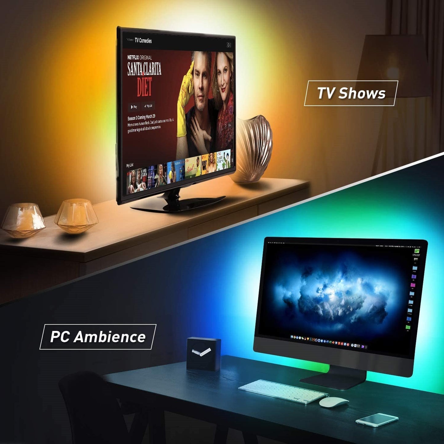 RGB TV LED Backlight Strip, Bluetooth and App