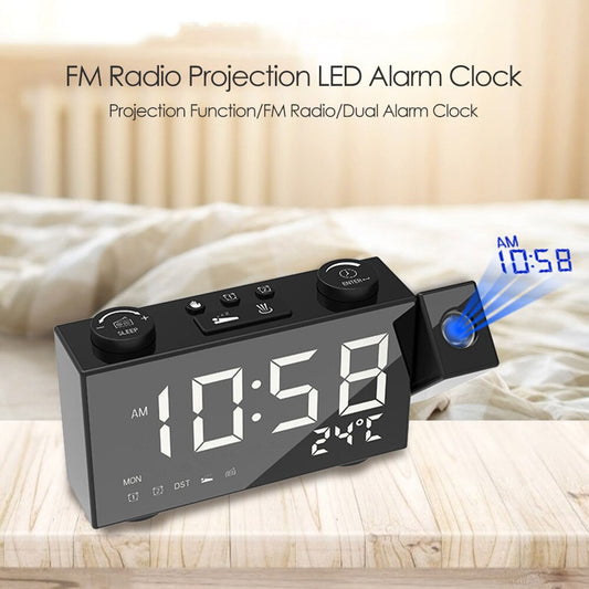 Dual Alarm Clock With Snooze and Projection