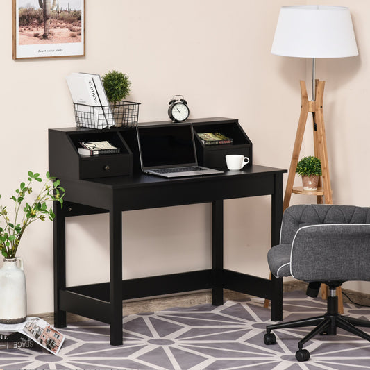 Computer Desk with Display Shelves and Drawers