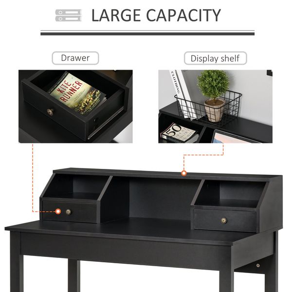 Computer Desk with Display Shelves and Drawers