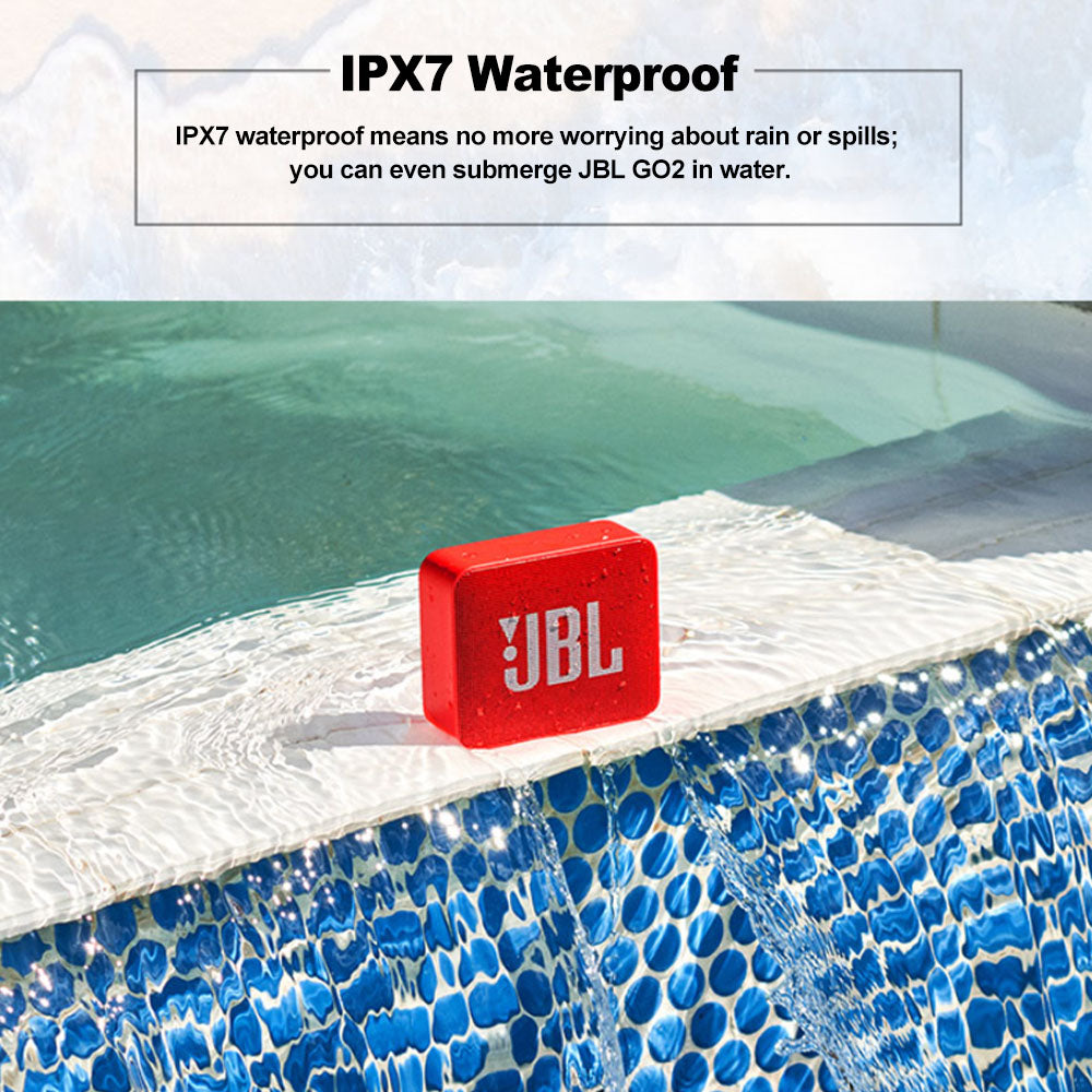 JBL GO 2 Wireless Bluetooth Speaker, Waterproof with Mic