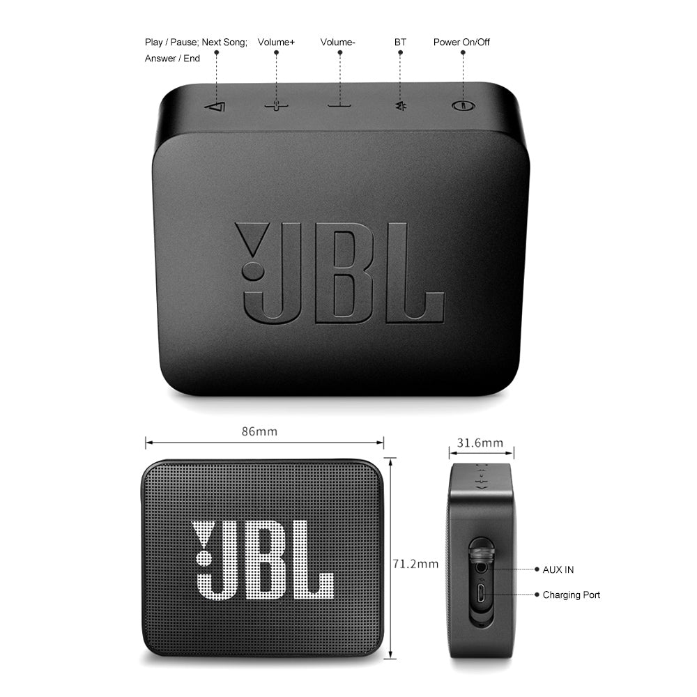 JBL GO 2 Wireless Bluetooth Speaker, Waterproof with Mic