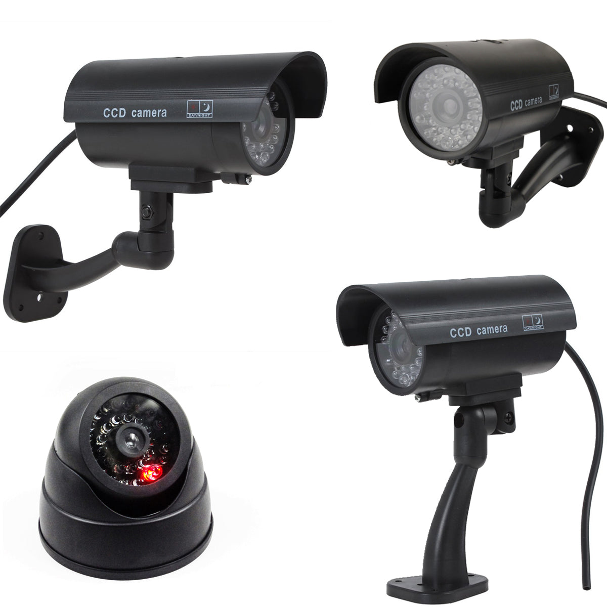 Fake Security CCTV Dome Camera with Flashing Red Light